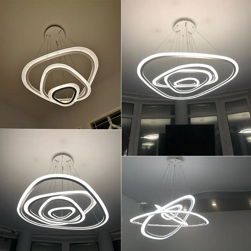 Blanco y Negro candelabro LED moderno para sala de estar dormitorio comedor Oficina brillo iluminación Led de araña lámparas colgantes