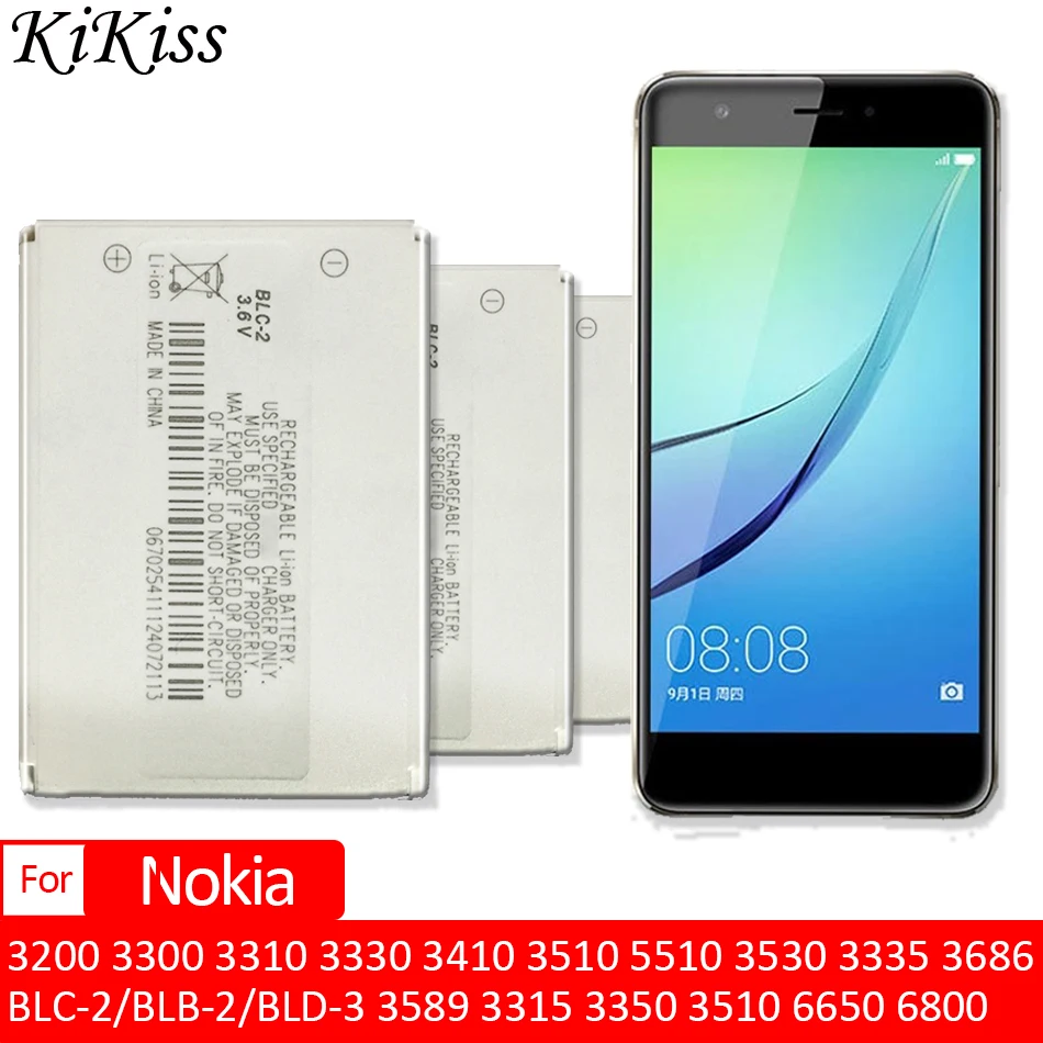 Battery For Nokia 3200 3300 3310 3330 3410 3510 5510 3530 3335 3686 3685 3589 3315 3350 3510 6650 6800 Batery BLC-2 BLB-2 BLD-3