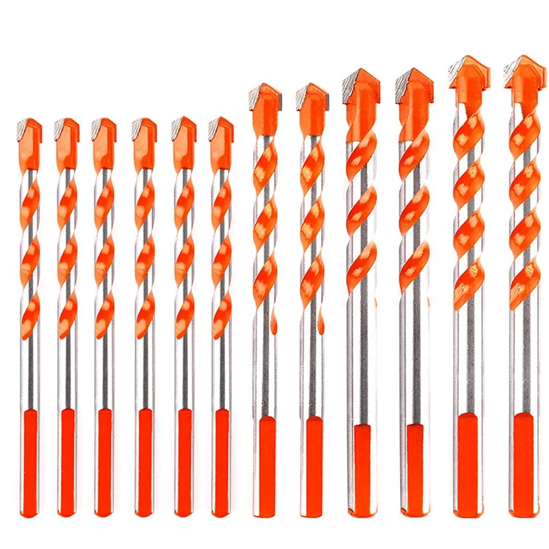 

12Pcs Multi-Function Punching Drill Bit Set Carbide Tips Twist Drill Bit for Wall Mirror Metal Tile Wood Marble Glass
