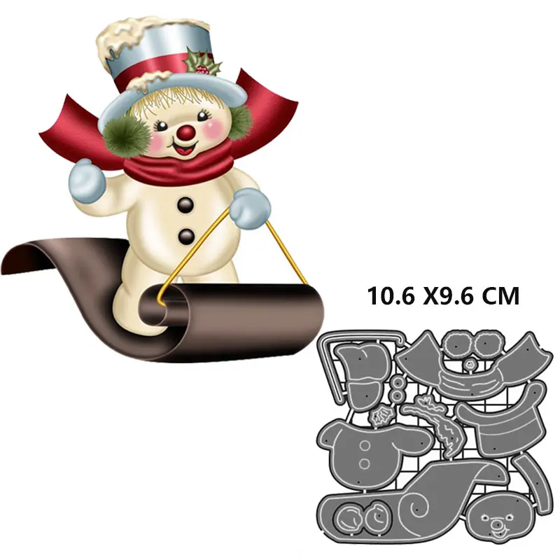 Милые металлические Вырубные штампы Рождественский Снеговик сани 2019 ремесла