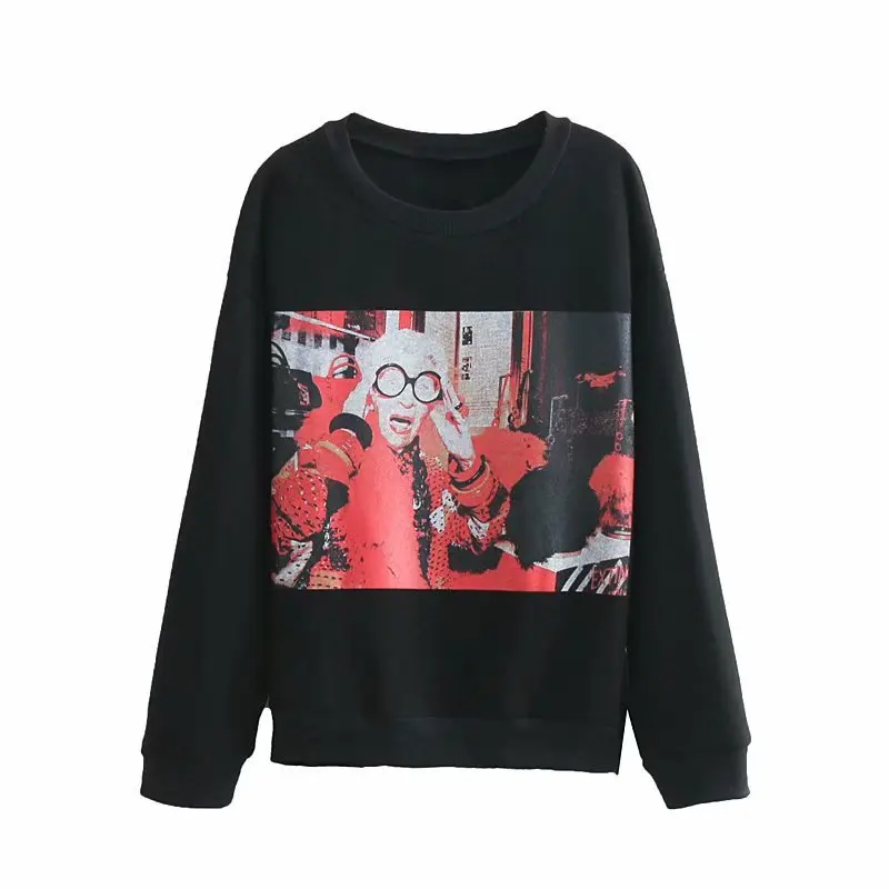 

Women 2021 Fashion Oversized Trendy ladies print Sweatshirts Vintage Long Sleeve Female Basic Pullovers Chic Tops