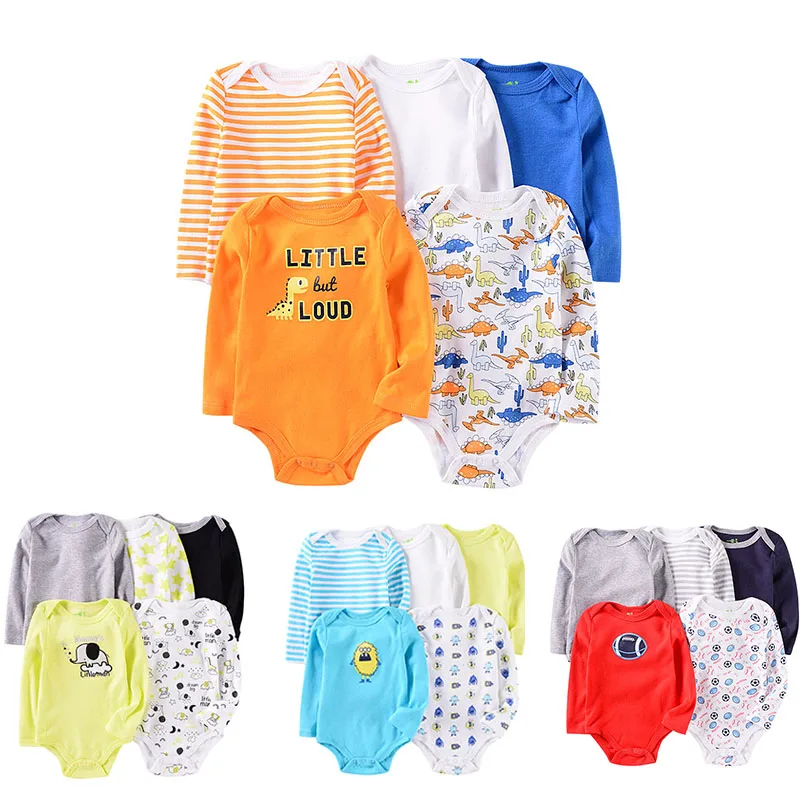 Детский хлопковый комбинезон с длинным рукавом круглым вырезом|Ромперы| |