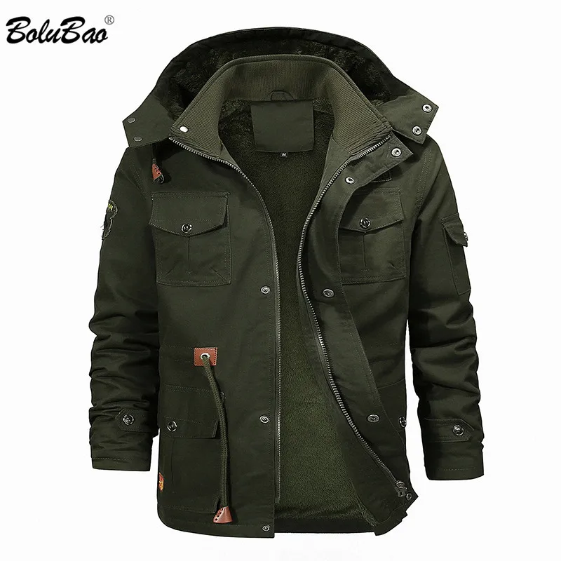 Мужская однотонная куртка BOLUBAO теплая уличная с капюшоном повседневная эффектом