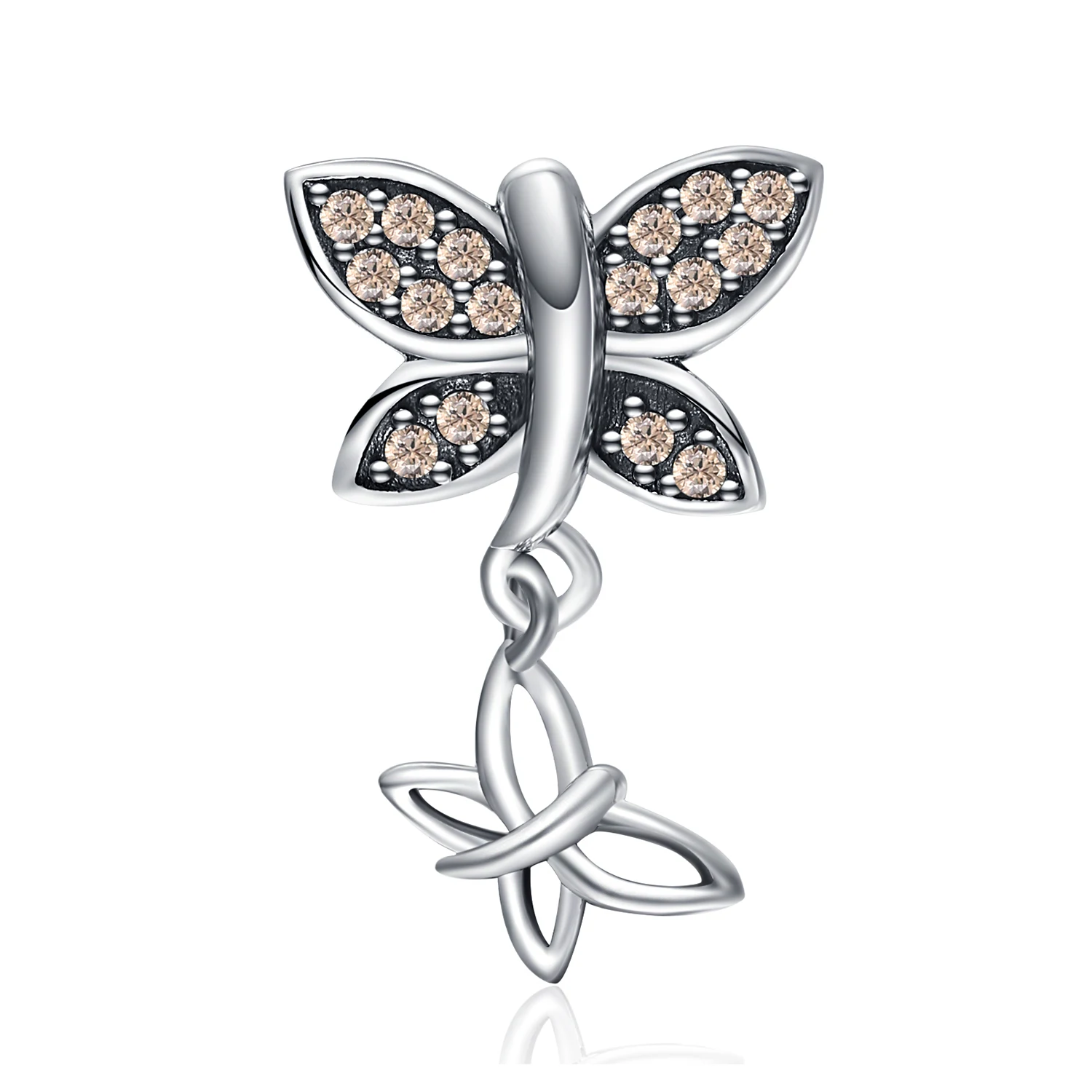 JewelryPalace 925 пробы серебро шампанское кубического циркония бусины в виде бабочки Fit Браслеты Новая горячая Распродажа для вашего любовника