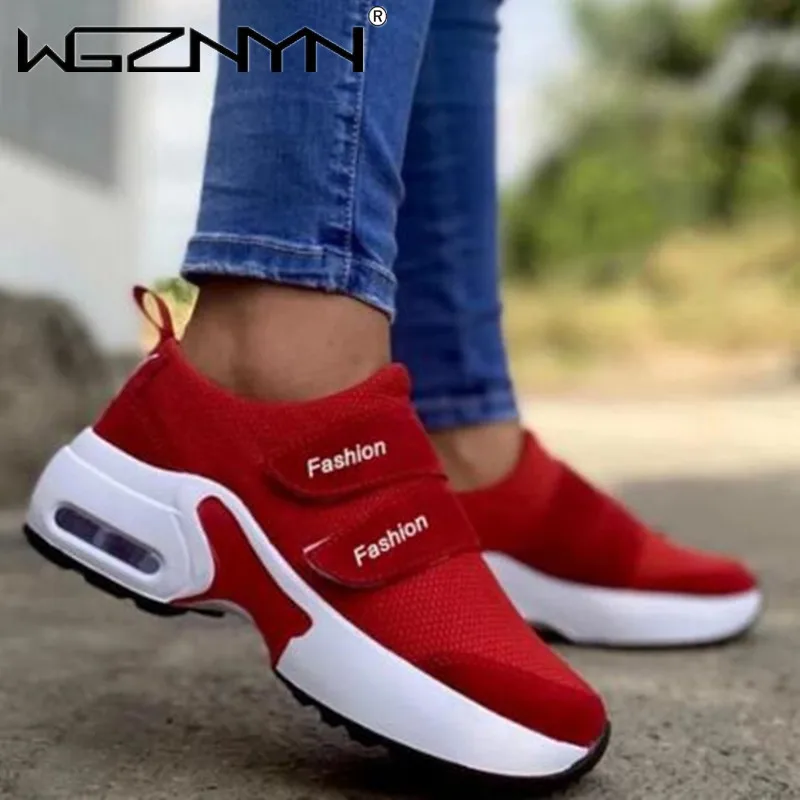 

2021 New Product Women Sneakers Fashionable Comfortable Mesh Velcro Casual Air Cushion Sports Shoes Popular Women Sports Shoes