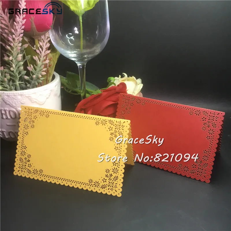 

50pcs New laser cut Flowers Seat Card Hotel Banquet Party Table Name Activity Cards Wedding Invitation Name Card Party Supplies