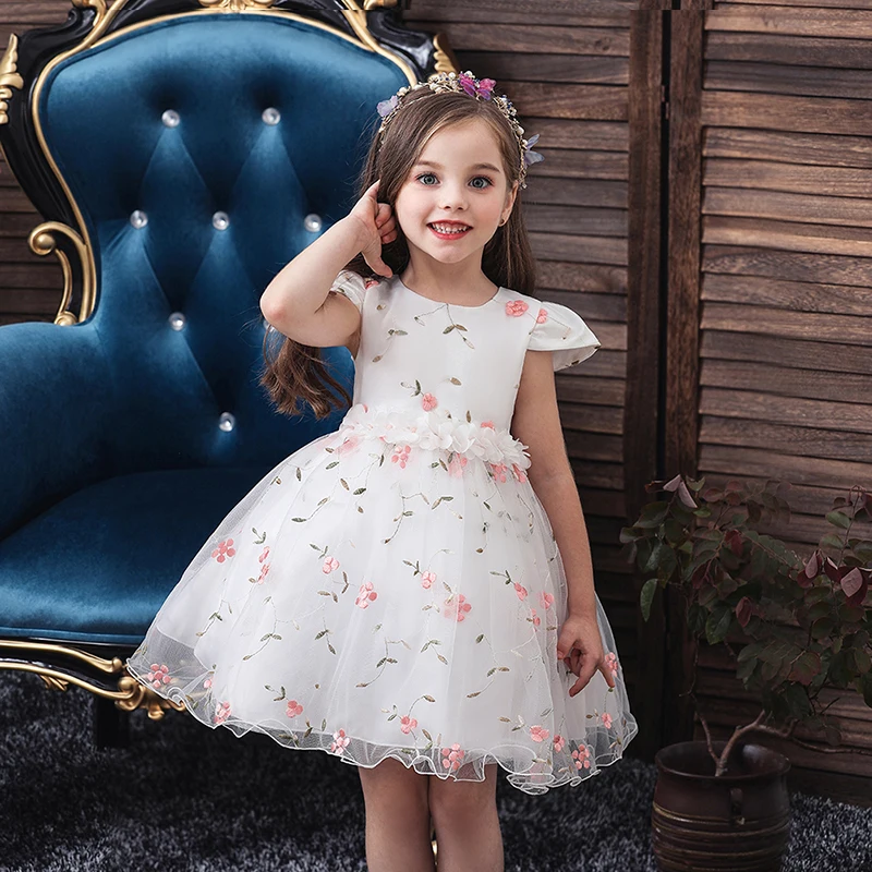 Платье с цветочным узором для девочек Торжественное От 3 до 8 лет детская одежда в