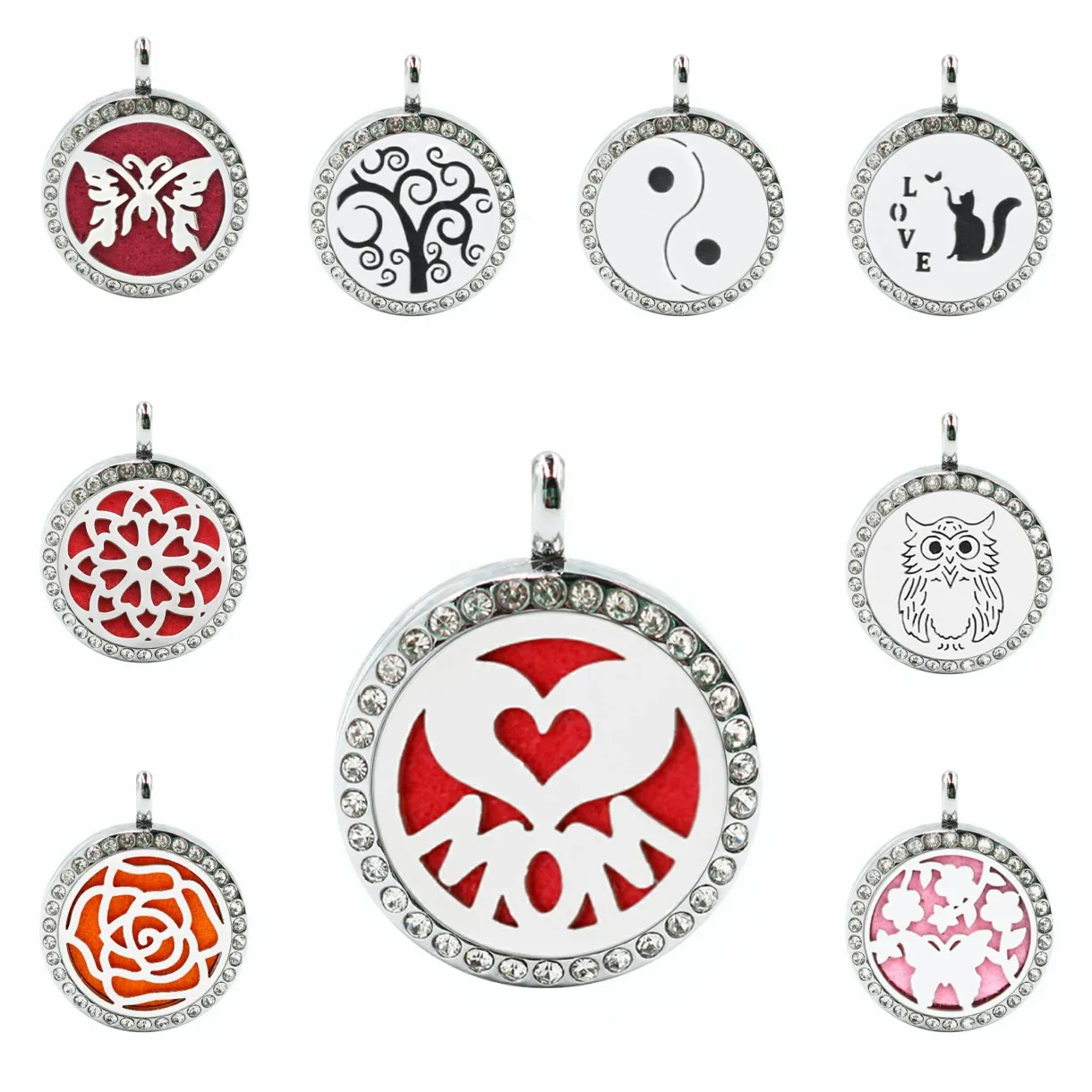 Сова мама сердце Бабочка 25 мм стразы диффузор ожерелье подвеска розовое золото