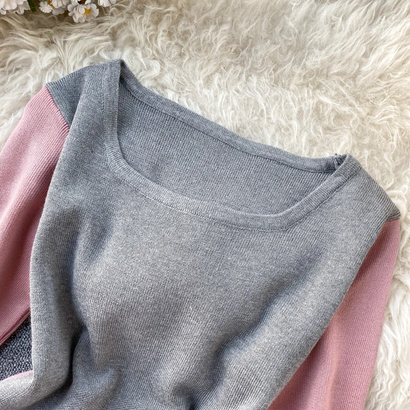 Элегантное платье миди для женщин с длинным рукавом в стиле пэчворк облегающие