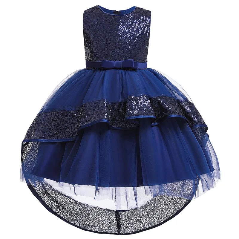Navy blue Элегантное платье принцессы для девочек; коллекция года; летнее свадебное платье с цветочным узором для девочек; Детские платья для девочек; рождественское вечернее платье; Vestido - Цвет: Navy blue