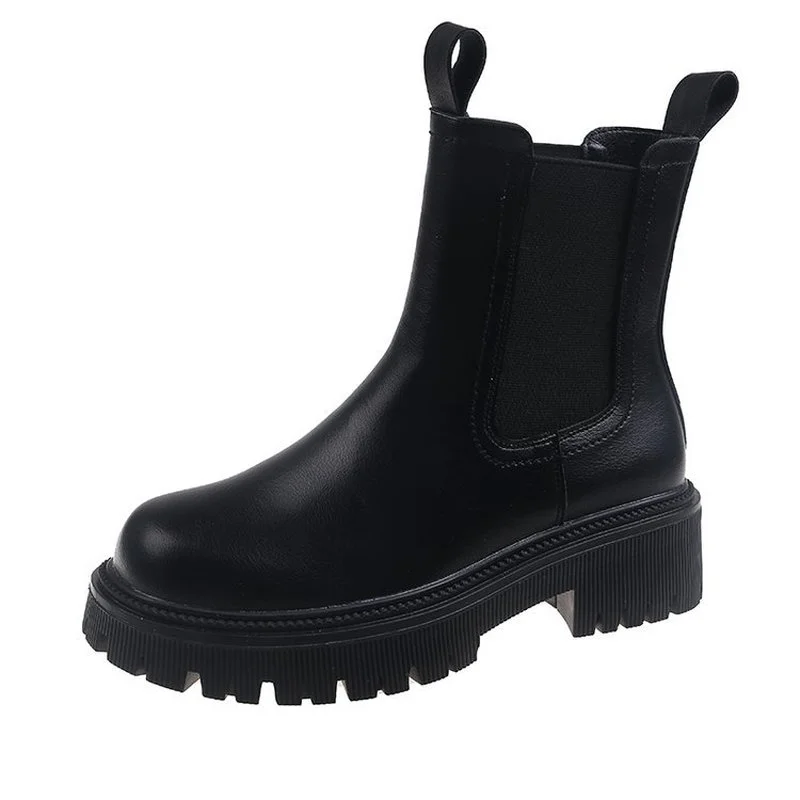 

British Chelsea short boots 2021 fashion round toe thick-soled Casual tall-match Martin boots Warm Ankle Boots Zapatillas Mujer