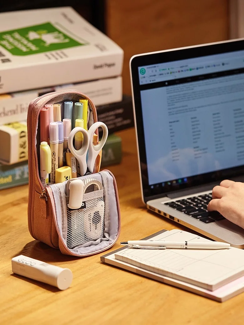 angoo simple pen bag pencil case white color youth dream canvas pens phone holder storage pouch for stationery school a6171 free global shipping