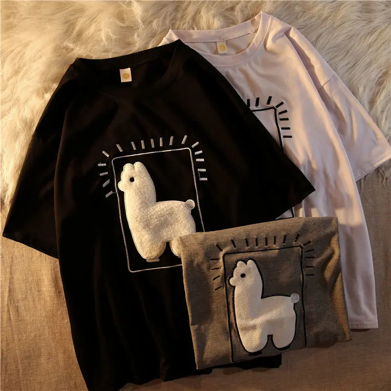 

Cotton 2021 Korean Version Japanese College Cute Girl Harajuku Port Style Short-sleeved T-shirt Loose Top