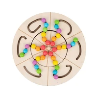 round turntable puzzle board with colorful beads kids educational learning wooden toys children brain training toy montessori
