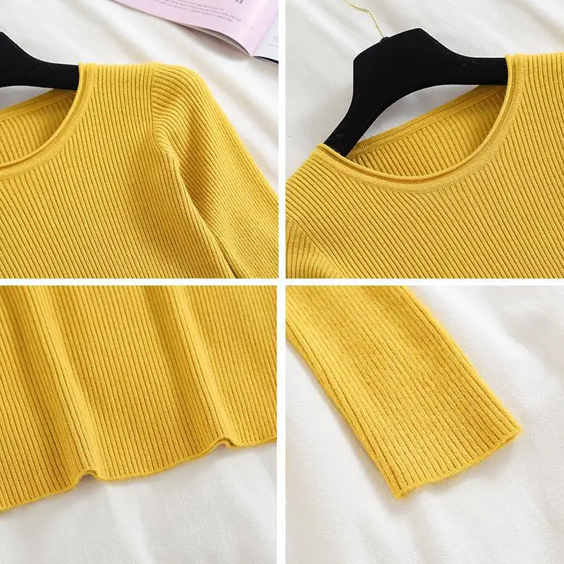 

The new web celebrity han edition contracted solid color sweater female core-spun yarn knit a turtleneck sweater