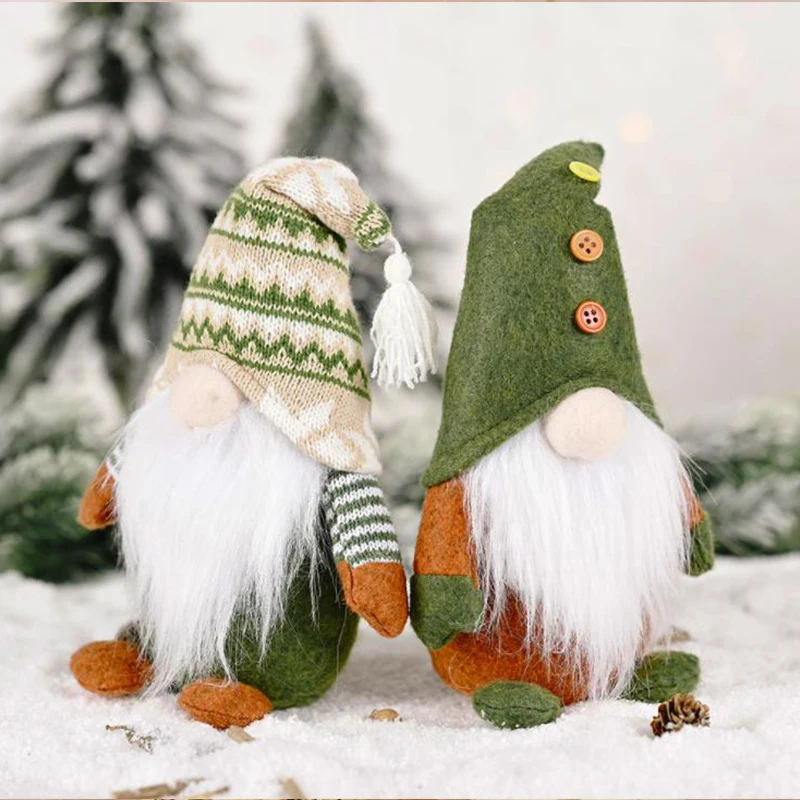 

Cute Christmas Dolls For Bebes Green Santa Claus Children Snowman Toys Figurines Christmas Gift for Kids Red Soft Wool Ornament