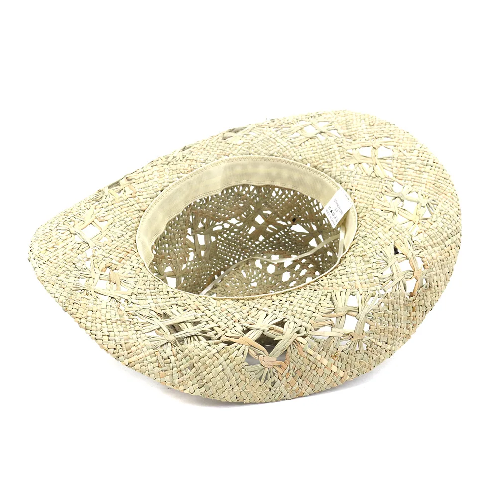 Летние натуральная солома рафия ковбойская шляпа для Для женщин обувь ручной