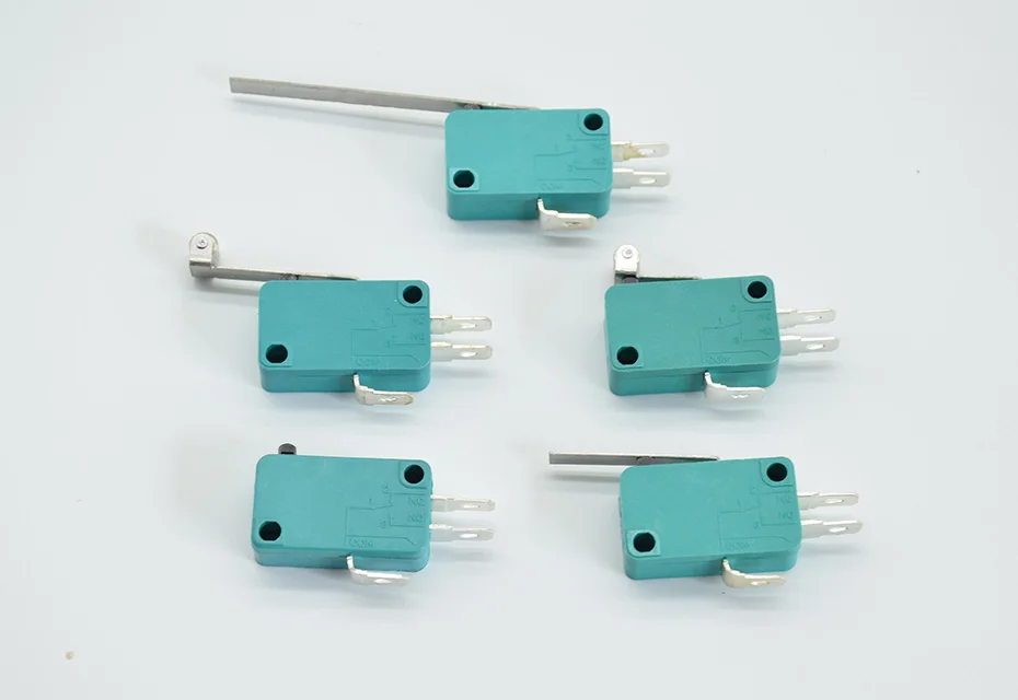 2 шт микро концевые переключатели 16A 250V 125V NO+ NC+ COM 3 контакта SPDT микро переключатель 28 мм 52 мм дуговой роликовый рычаг сенсорный переключатель зеленый