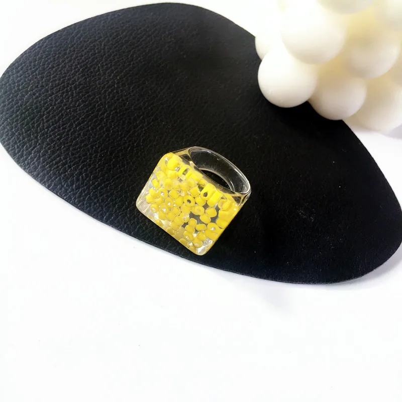 

Transparent Resin Acrylic Resin Rings For Women Colorful Geometric Square Ring Party Jewelry Gifts