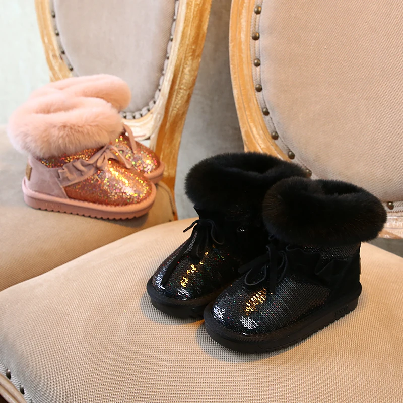 Зимние сапоги для девочек новинка 2019 теплая Нескользящая хлопковая обувь детей 1