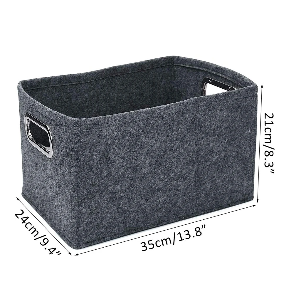 

Felt Storage Basket Foldable Open Storage Desk Organizer Tidy Storage Box Toys With Handles Home Office Clothing Organizer