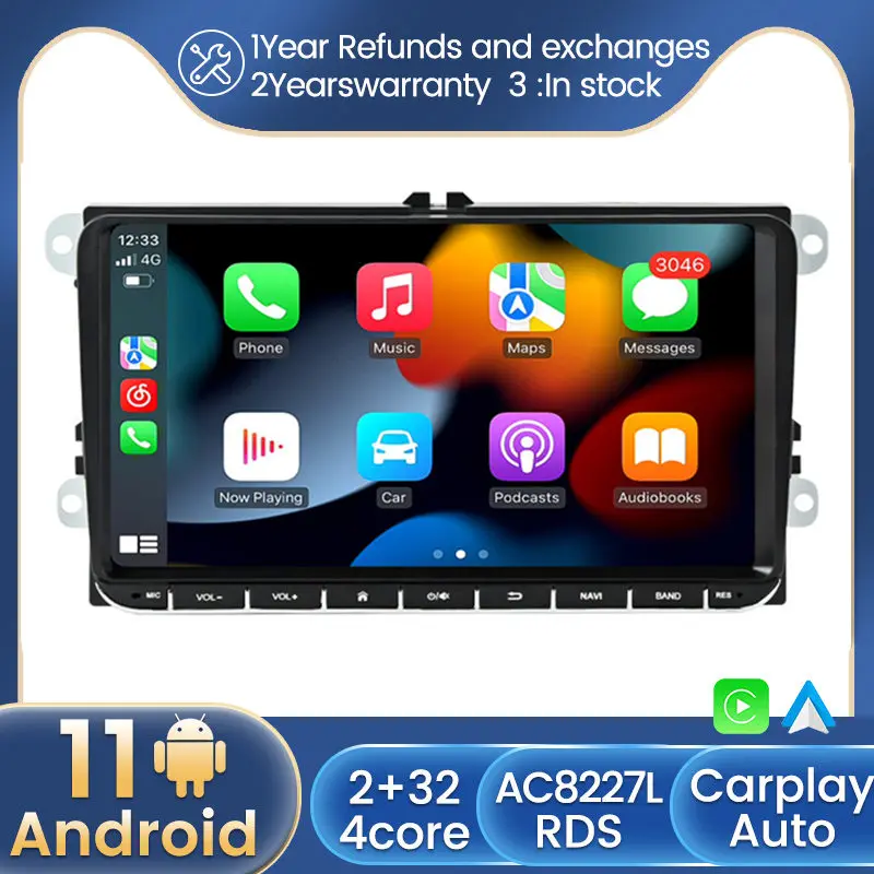 Android 11 Carplay 2 din Автомобильный Радио Видео плеер для Фольксваген Гольф Поло Tiguan CC