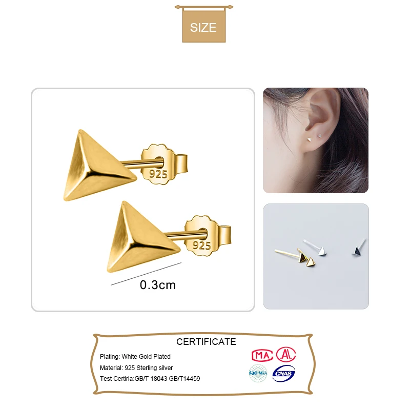 Женские Треугольные Серьги-гвоздики Trusta маленькие серьги-гвоздики