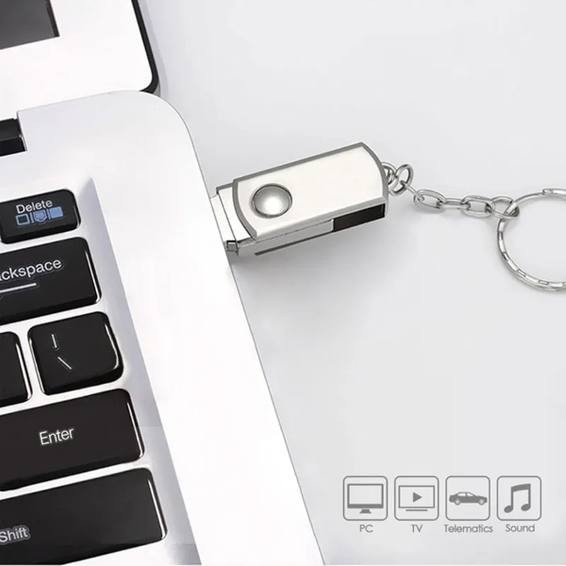 hot Metal Rotary 2.0 Keychain Memory Card 4GB 8GB 16GB 32GB 64GB thumb shape flash drive can be customized LOGO Free Shipping