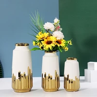 modern home decor vase white golden ceramic vase living room decoration desk accessories interior for home flower vases gift