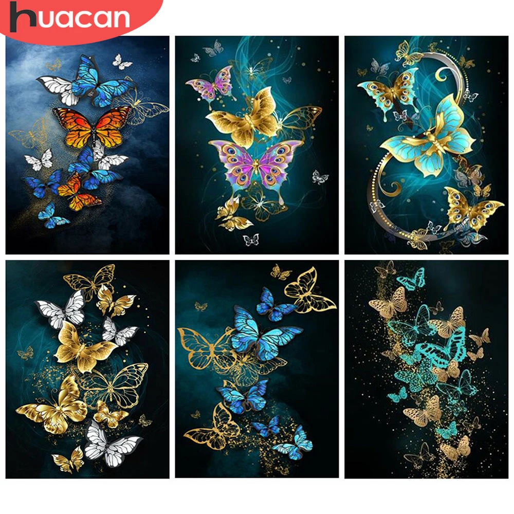 

HUACAN Full Square/Round Diamond Painting Butterfly 5D DIY Diamond Embroidery Cross Stitch Animal Mosaic Handicraft Home Decor