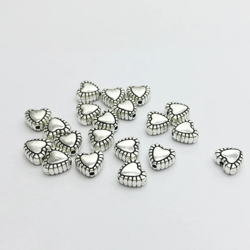 50pcs Antique Silver Plated Heart Spacer Beads 7x7.5mm for Jewelry DIY Making image 6