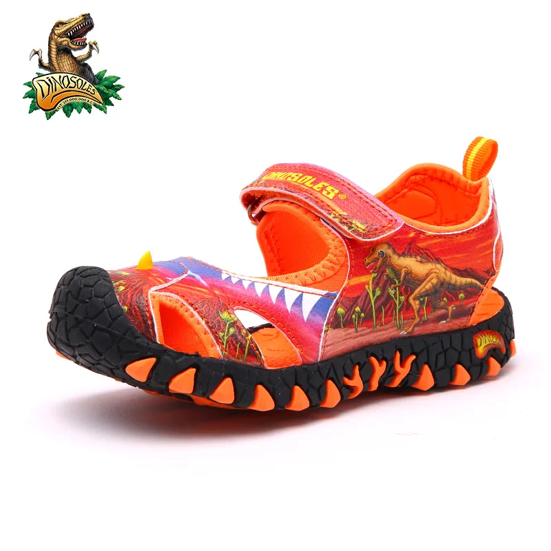 Сандалии DINOSKULLS детские дышащие кожаные с вырезами Повседневная пляжная