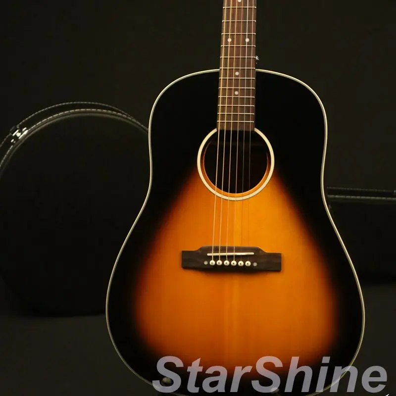 Акустическая гитара твердая ель Топ кости гайка и седла 14 Лады к телу Винтаж Sunburst