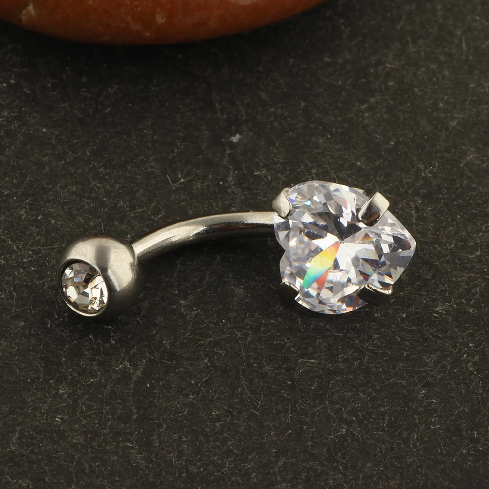 Женские кольца в пупок JUNLOWPY серебряные циркониевые форме сердца серьги для