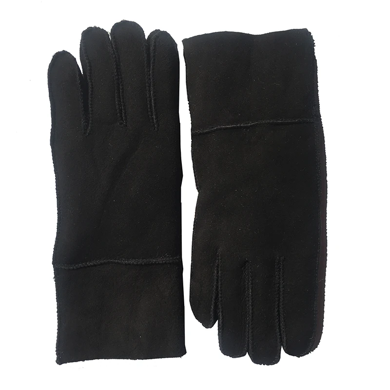 matte black Зимние женские перчатки из овчины, теплые перчатки, натуральная овчина, кашемир, мех, теплые перчатки для женщин, полный палец, натуральная кожа, G39 - Цвет: matte black