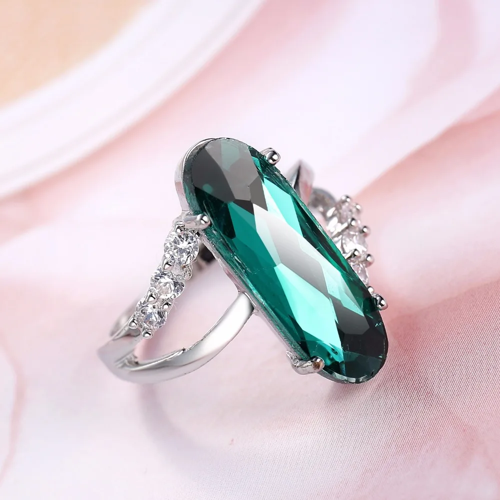 Женские и мужские обручальные кольца серебряного цвета с зеленым овальным