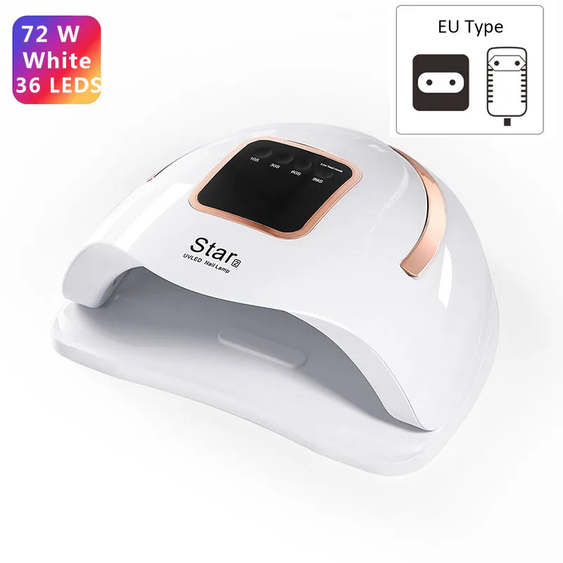 72 Вт УФ-лампа для сушки ногтей 36 светодиодов УФ-лампа для ногтей Dryer10s/30 s/60 s EU/US PLUG лампа для отверждения гель-лака инструмент для сушки ногтей