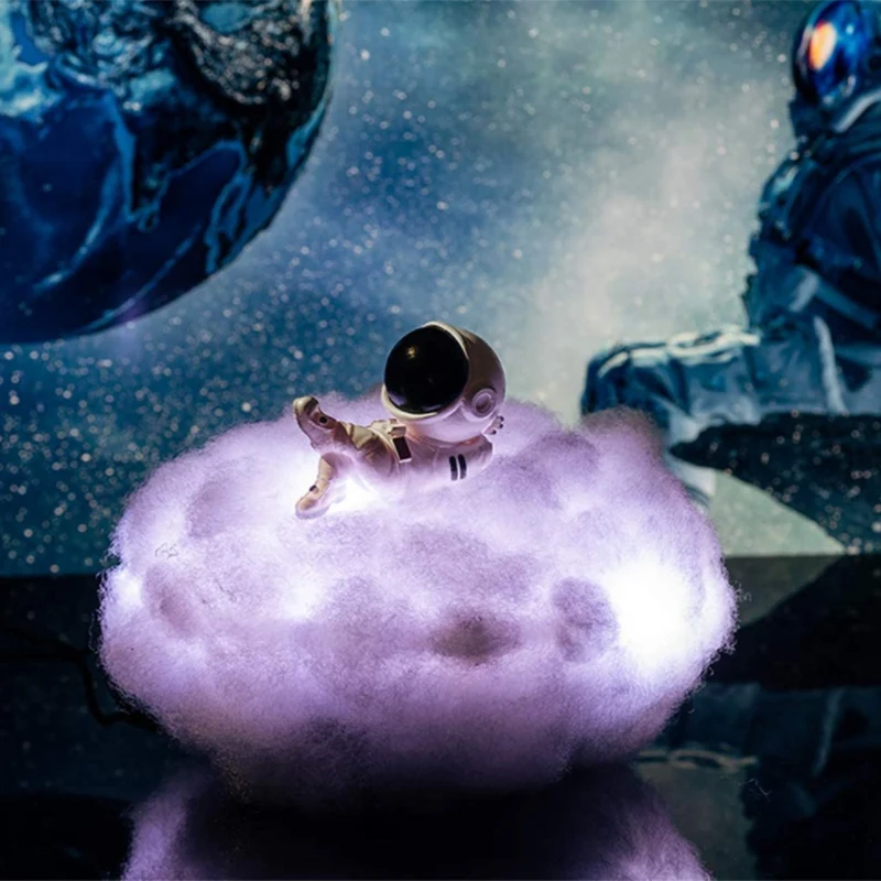 

Led Rainbow Effect Night Light Colorful Clouds Astronaut Lamp for Children's Night Light Creative Birthday Gift