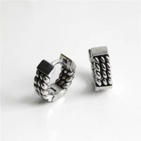 1pc european and american simple twist rope earrings stainless steel retro style rock mens trend party fashion jewelry