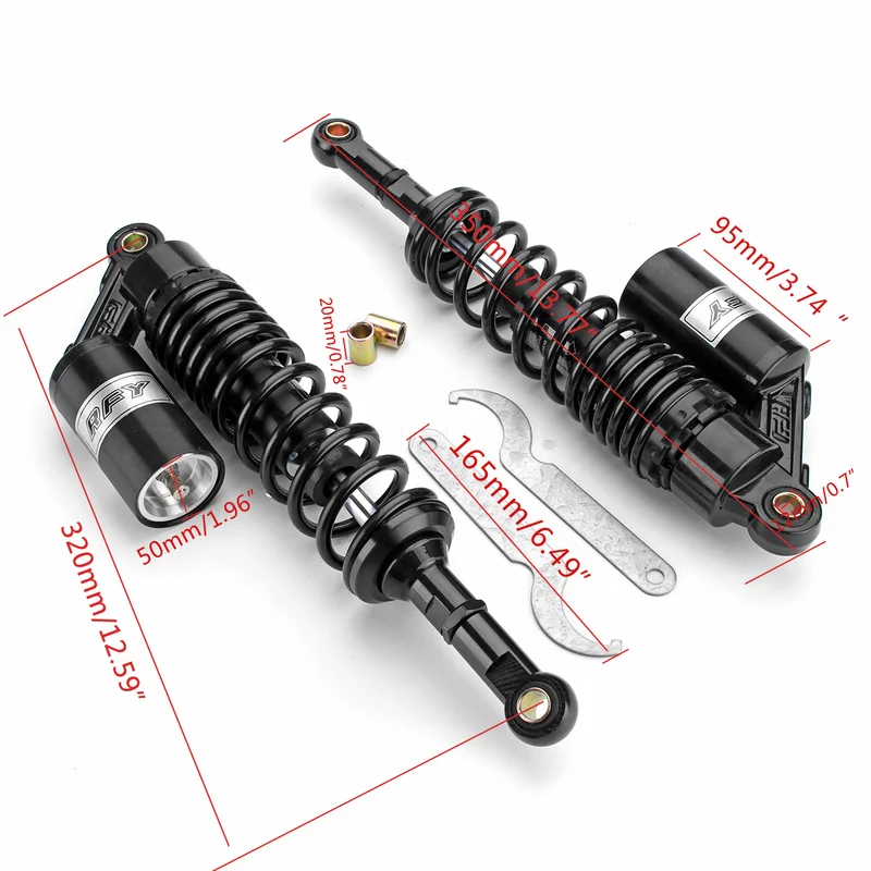 320mm 12.5" Motorcycle Air Shock Absorbers Rear Suspension For Honda/Yamaha/Suzuki Scooter ATV Quad |