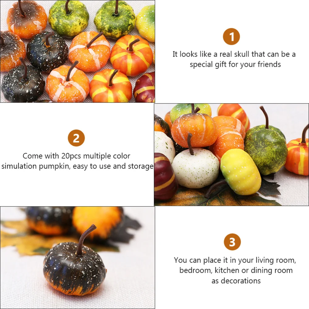 

20pcs Mini PVC Simulation Pumpkin Ornaments Scene Layout Decoration