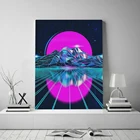 Постер Retrowave Synthwave с испарителем, Картина на холсте, настенное украшение для гостиной, спальни, кабинета, домашняя печать