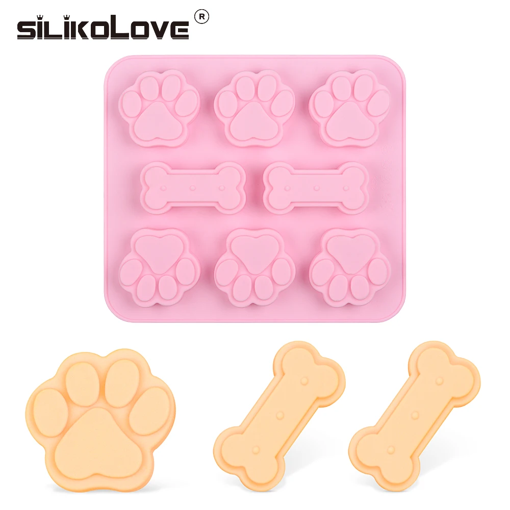 

SILIKOLOVE Puppy Dog Paw and Bone Silicone Mold Nonstick Food Grade Silicone Molds for Chocolate Candy Jelly Ice Cube Dog Treats