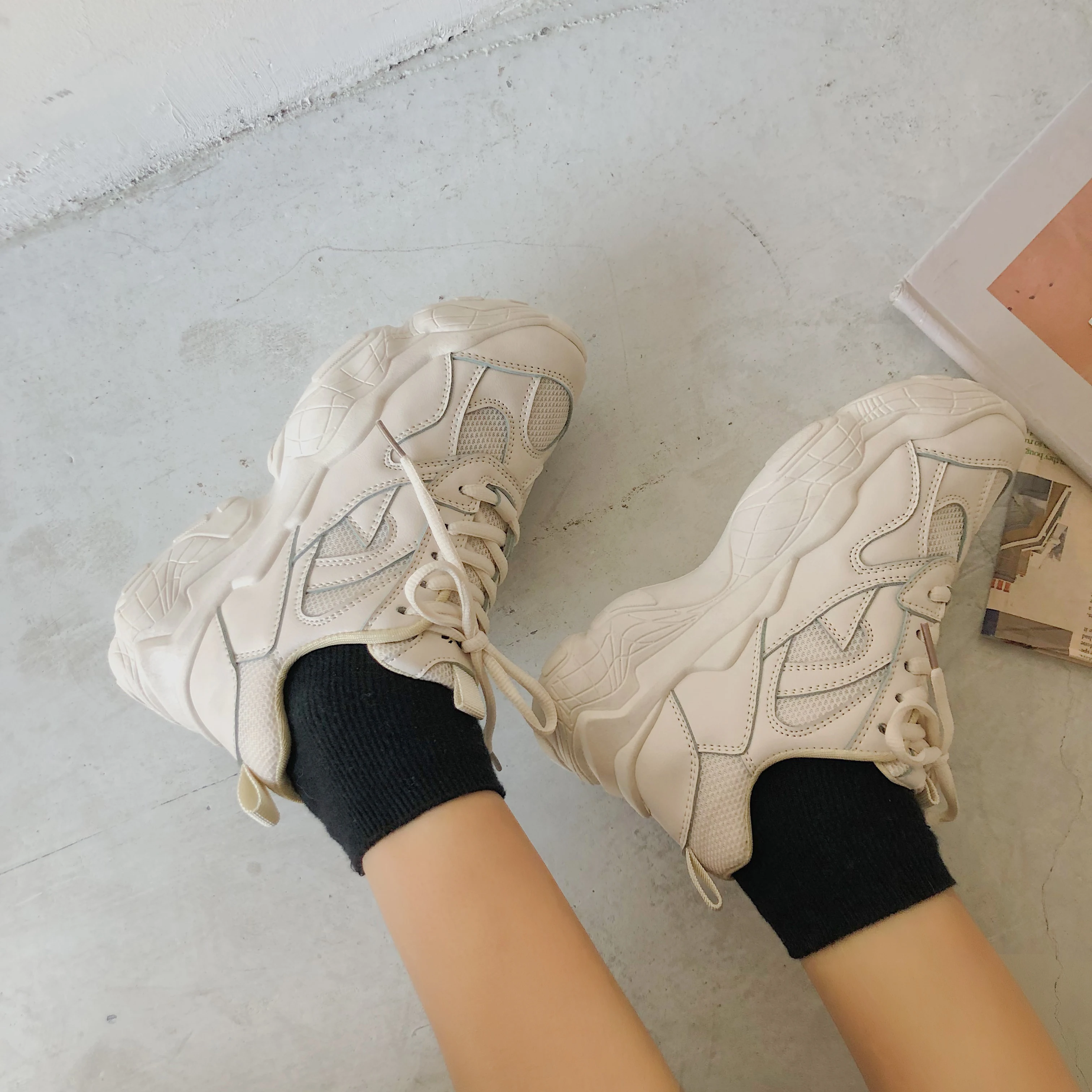 Кроссовки на платформе женские высокие повседневная обувь танкетке