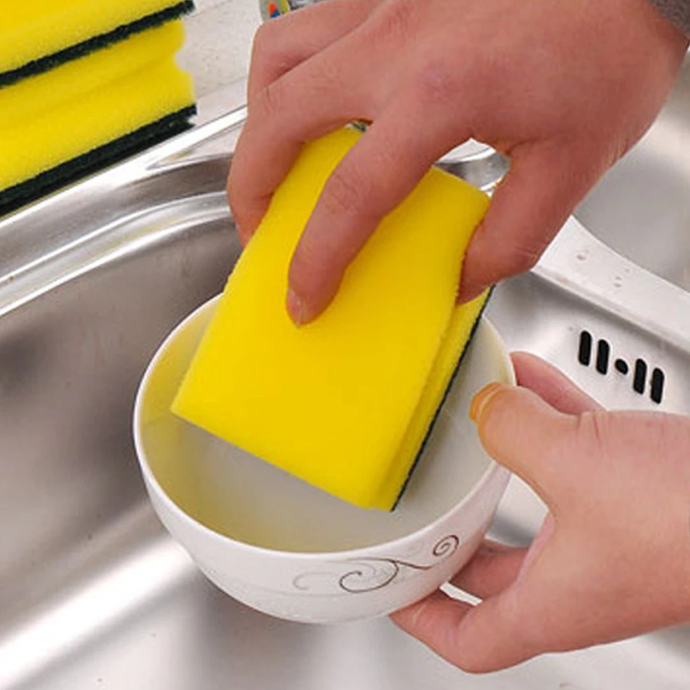 

5pcs Home Washing Double Sided Soft Reusable Kitchen Oil Remove Scouring Water Absorb Cleaning Sponge