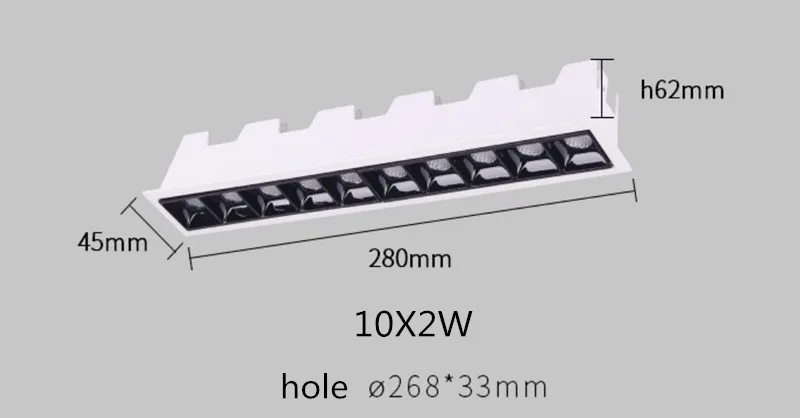 Dimmable Mordern линейный светильник встраиваемый потолочный Точечный бар креативная