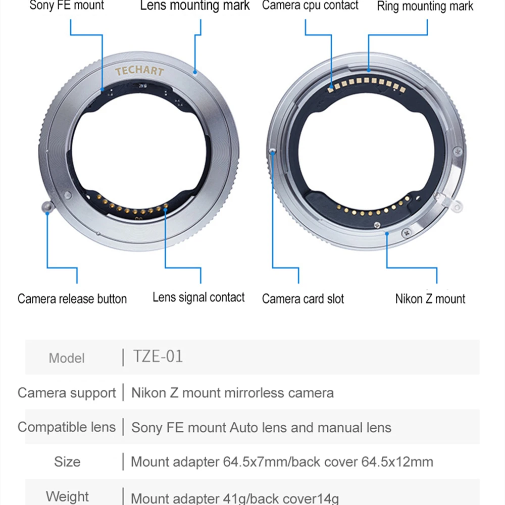 Адаптер с автофокусом для Sony FE Lens F Mount to Nikon Z6 Z7 Z6ii Z7ii Cameras TZE-02 | Электроника