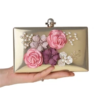 2021 women handmade leather shoulder bags flowers wedding banquet purse fashion dinner wallets with pearl hasp