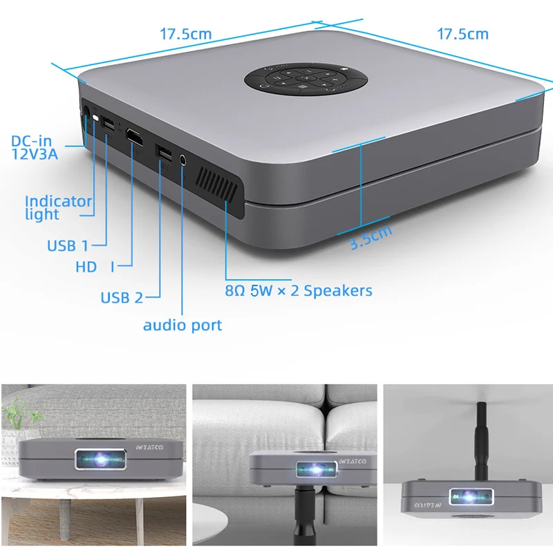 Проектор WZATCO D1 3D DLP Android Wi-Fi 300 дюйма поддержка домашнего кинотеатра Full HD 1920x1080P 32 ГБ