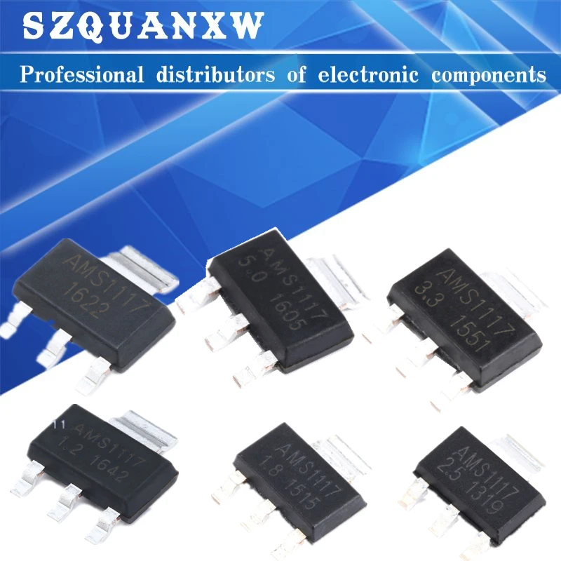 

70PCS AMS1117 Voltage Regulator Kit 1.2V/1.5V/1.8V/2.5V/3.3V/5.0V/ADJ 1117 7 values Each 10PCS
